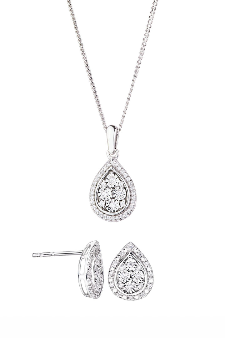 Sterling Silver Diamond Pear Earring and Pendant SetThe Fine CollectiveBA0060931