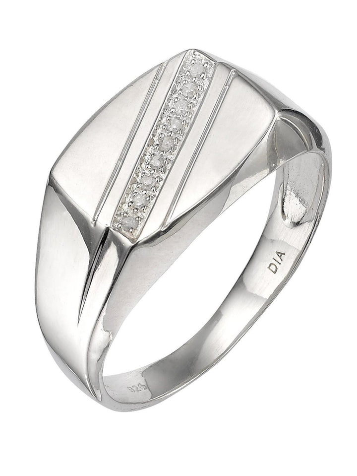 Sterling Silver Diamond Signet RingThe Fine CollectiveBA0017334 - R