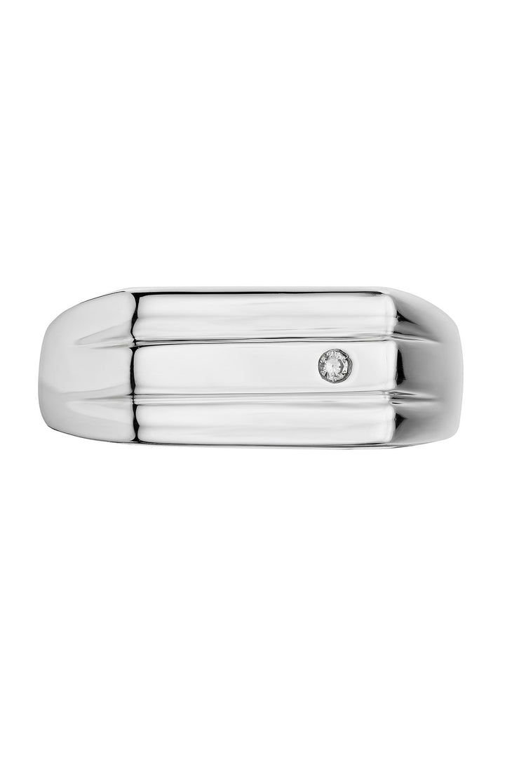 Sterling Silver Diamond Signet RingThe Fine CollectiveBA0061804 - R