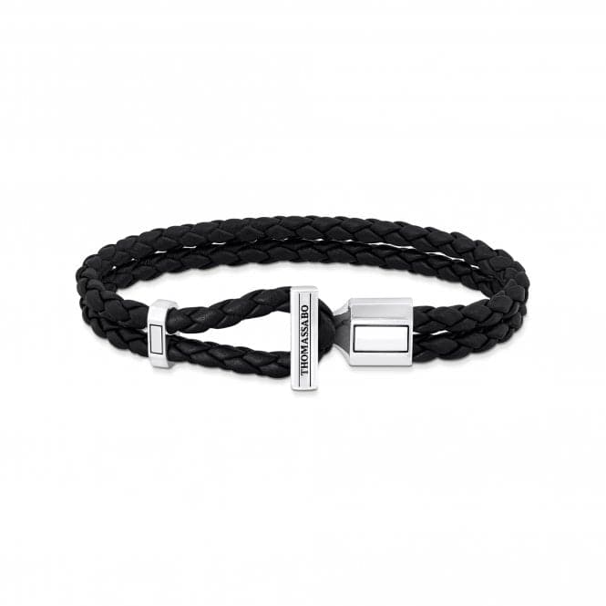 Sterling Silver Double Braided Black Leather Bracelet A2148 - 682 - 11Thomas Sabo Sterling SilverA2148 - 682 - 11 - L17