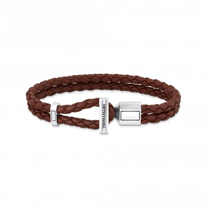 Sterling Silver Double Braided Brown Leather Bracelet A2148 - 682 - 2Thomas Sabo Sterling SilverA2148 - 682 - 2 - L19