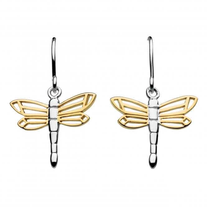 Sterling Silver Dragonfly Gold Plate Drop Earrings 6492GDDew6492GD