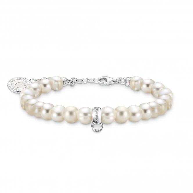 Sterling Silver Enamel Freshwater Pearl White Bracelet A2142 - 158 - 14Thomas Sabo Charm ClubA2142 - 158 - 14