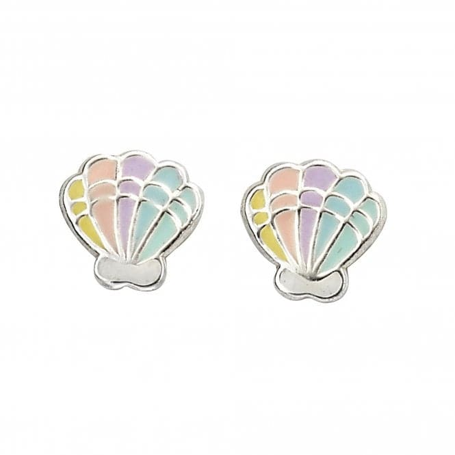 Sterling Silver Enamel Rainbow Shell Stud Earrings A2054BeginningsA2054