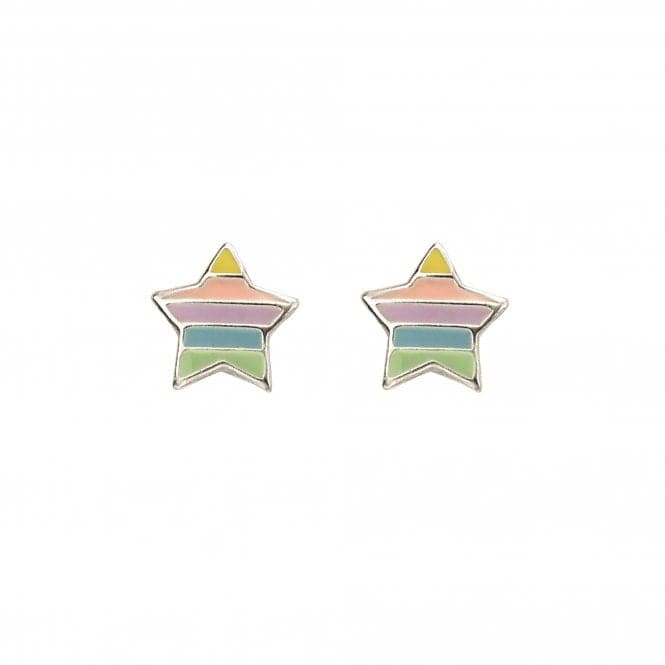 Sterling Silver Enamel Rainbow Star Stud Earrings A2056BeginningsA2056