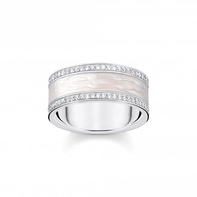 Sterling Silver Enamel With Zirconia White Band Ring TR2446 - 041 - 14Thomas Sabo Sterling SilverTR2446 - 041 - 14 - 52