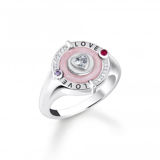 Sterling Silver Enamel Zirconia Pinkish Signet Ring TR2447 - 390 - 9Thomas Sabo Sterling SilverTR2447 - 390 - 9 - 60