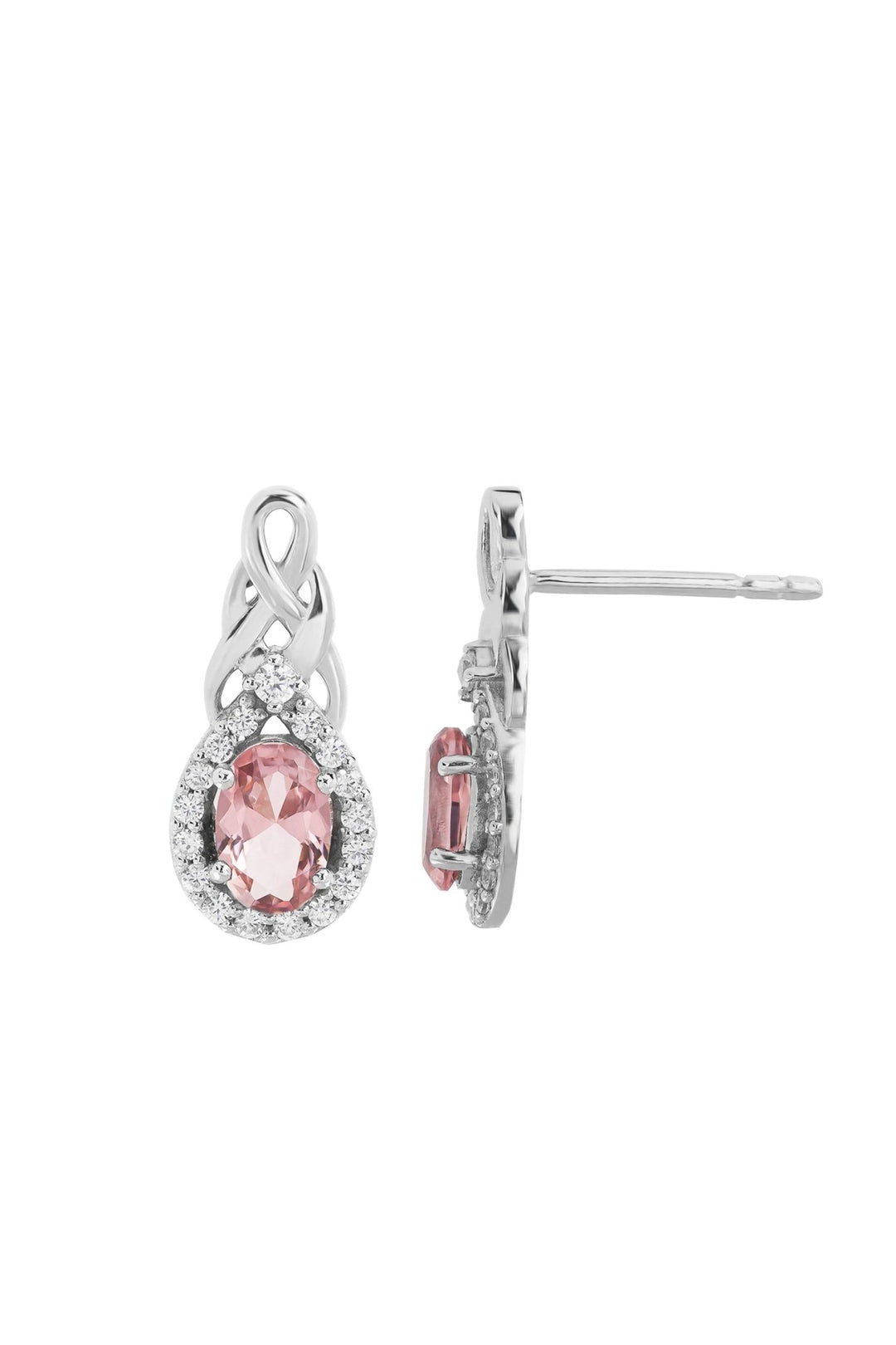 Sterling Silver Entwined Nano Morganite & Cubic Zirconia Pendant and Earring SetThe Fine CollectiveBA0072533