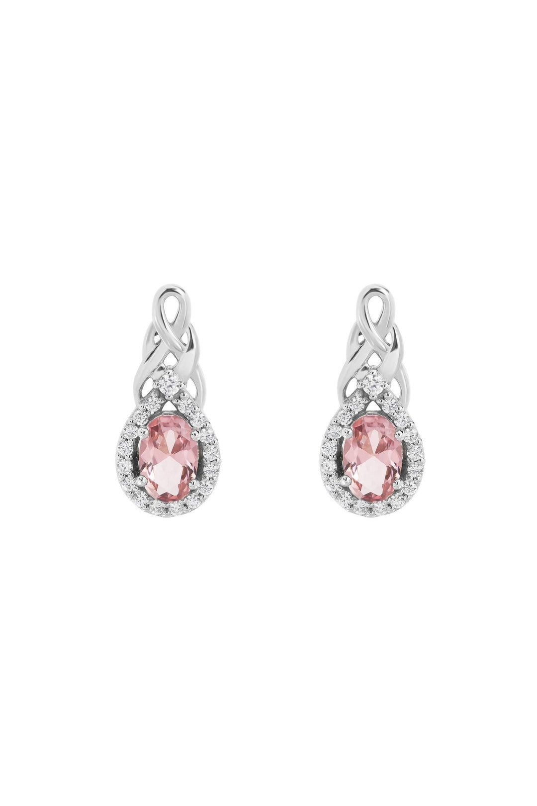 Sterling Silver Entwined Nano Morganite & Cubic Zirconia Pendant and Earring SetThe Fine CollectiveBA0072533