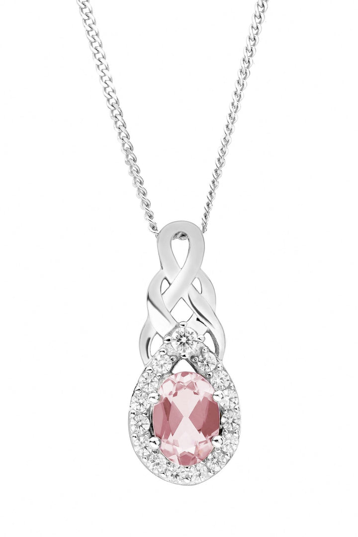 Sterling Silver Entwined Nano Morganite & Cubic Zirconia Pendant and Earring SetThe Fine CollectiveBA0072533