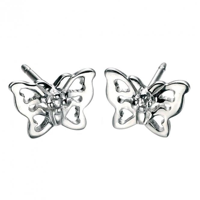 Sterling Silver Filigree Butterfly Stud Earrings E3910D for DiamondE3910