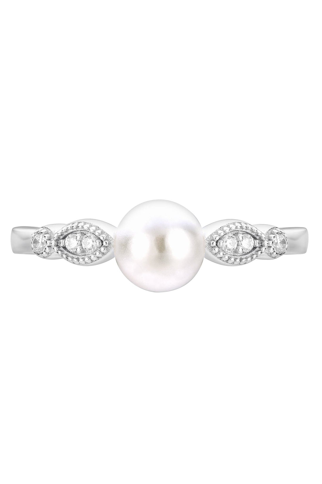 Sterling Silver Freshwater Pearl & Cubic Zirconia Vintage RingThe Fine CollectiveBA0061060 - L