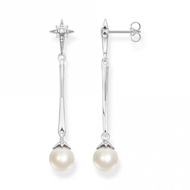 Sterling Silver Freshwater Pearl Zirconia Star Earrings H2119 - 167 - 14Thomas Sabo Sterling SilverH2119 - 167 - 14