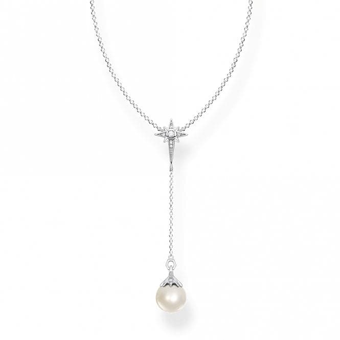 Sterling Silver Freshwater Pearl Zirconia Star Necklace KE1986 - 167 - 14 - L45VThomas Sabo Sterling SilverKE1986 - 167 - 14 - L45V