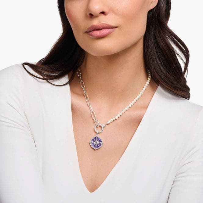 Sterling Silver Freshwater Pearls Zirconia Necklace KE2193 - 167 - 14 - L47VThomas Sabo Sterling SilverKE2193 - 167 - 14