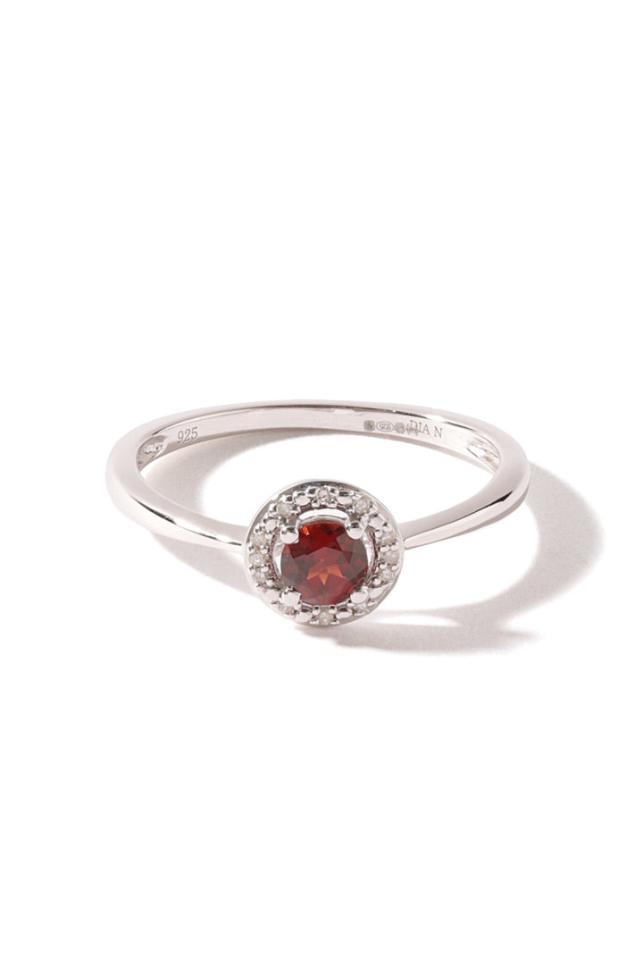 Sterling Silver Garnet and Diamond Halo RingThe Fine CollectiveBA0056132 - O