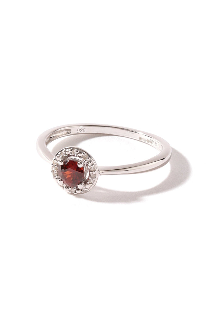 Sterling Silver Garnet and Diamond Halo RingThe Fine CollectiveBA0056132 - O