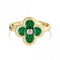 Sterling Silver Gold Plated Adjustable Green Lucky 4 Leaf Ring ERLR005Ellie Rose LondonERLR005