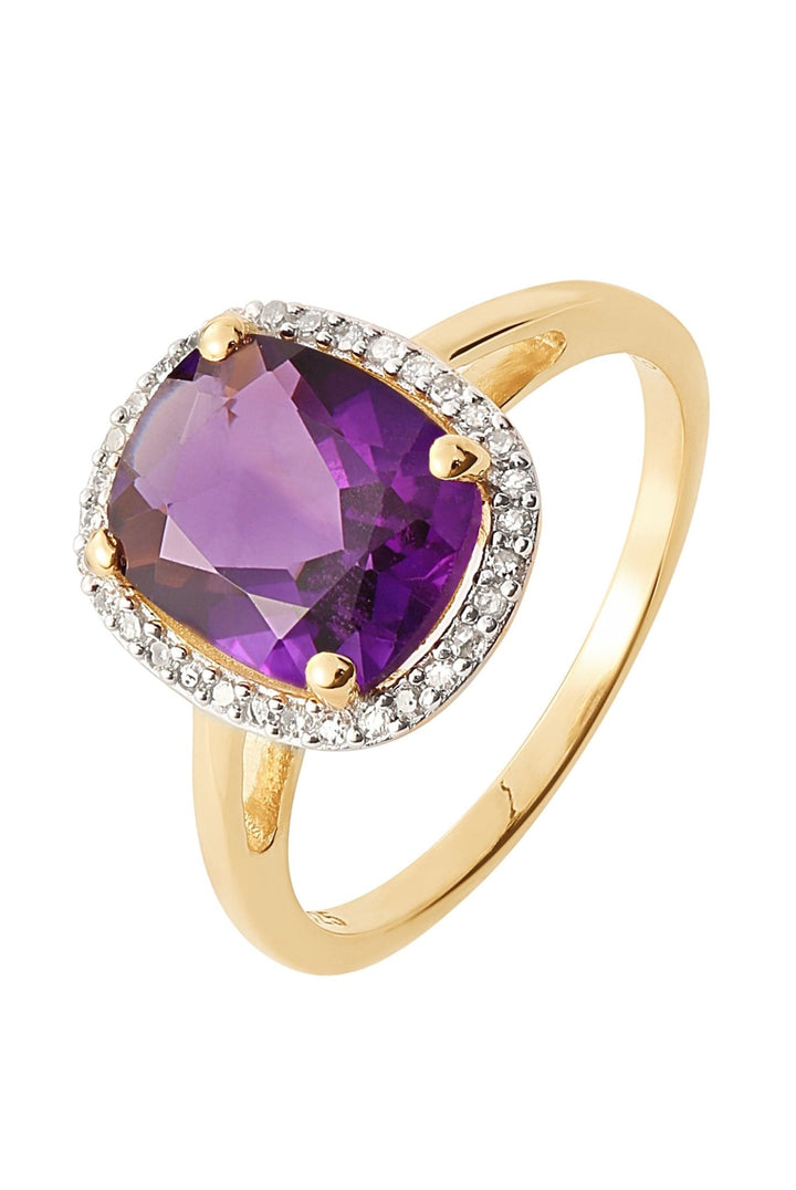 Sterling Silver Gold Plated Amethyst & Diamond RingThe Fine CollectiveBA0073858 - L