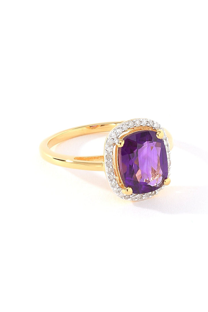 Sterling Silver Gold Plated Amethyst & Diamond RingThe Fine CollectiveBA0073858 - L