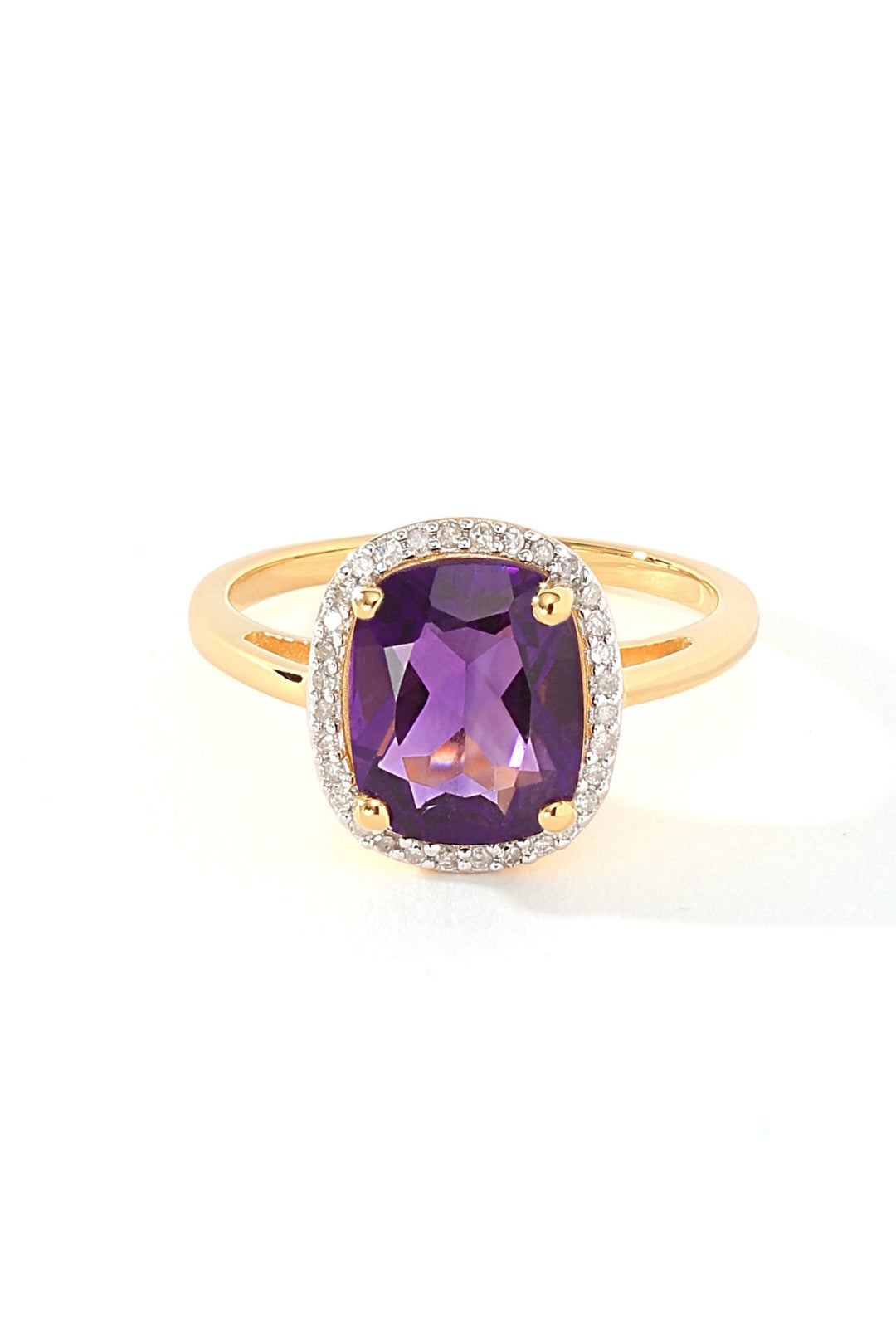 Sterling Silver Gold Plated Amethyst & Diamond RingThe Fine CollectiveBA0073858 - L