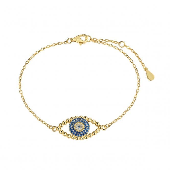 Sterling Silver Gold Plated Blue Evil Eye Bracelet ERLB054Ellie Rose LondonERLB054