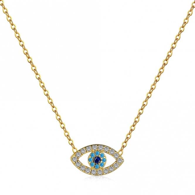 Sterling Silver Gold Plated Blue Evil Eye Necklace ERLN039Ellie Rose LondonERLN039