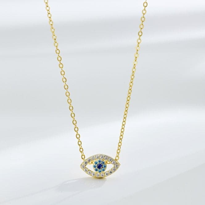 Sterling Silver Gold Plated Blue Evil Eye Necklace ERLN039Ellie Rose LondonERLN039