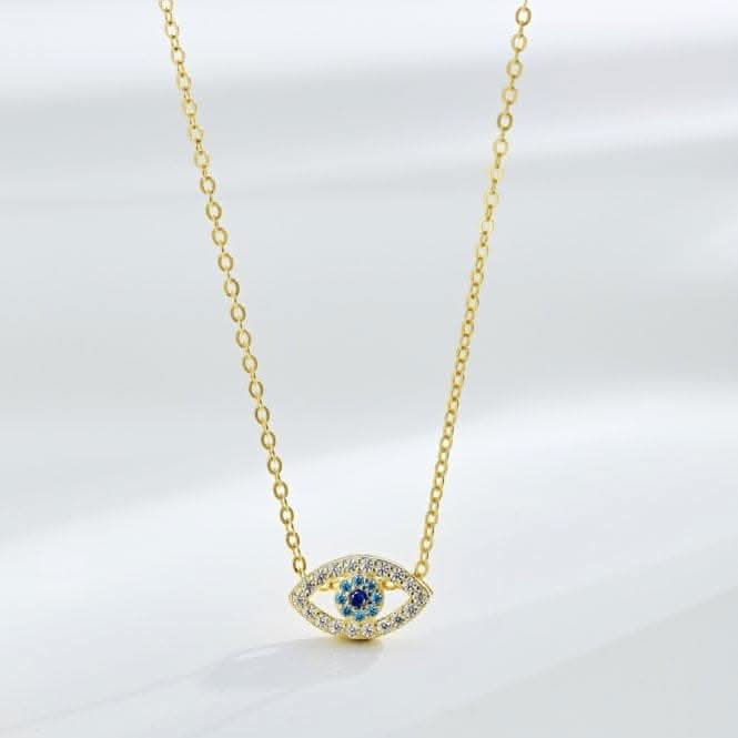 Sterling Silver Gold Plated Blue Evil Eye Necklace ERLN039Ellie Rose LondonERLN039