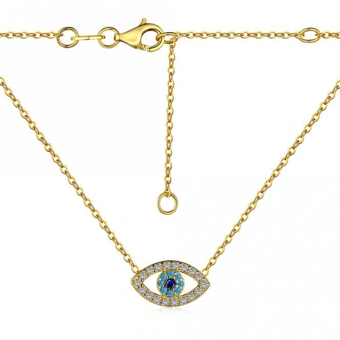 Sterling Silver Gold Plated Blue Evil Eye Necklace ERLN039Ellie Rose LondonERLN039