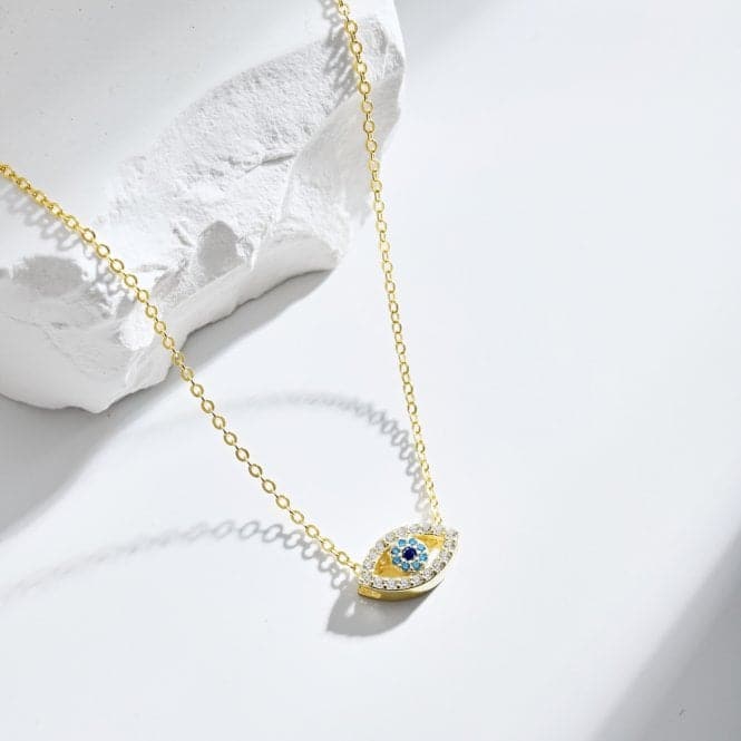 Sterling Silver Gold Plated Blue Evil Eye Necklace ERLN039Ellie Rose LondonERLN039