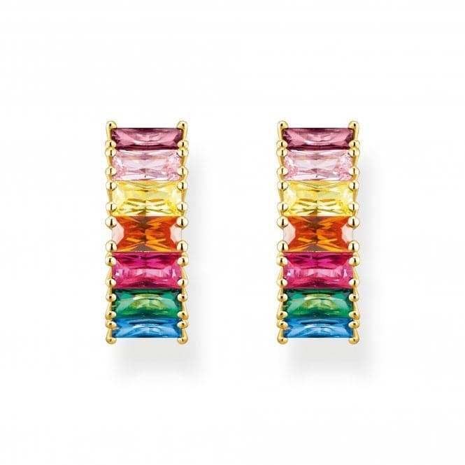 Sterling Silver Gold Plated Colourful Pavé Stones Earrings CR667 - 488 - 7Thomas Sabo Sterling SilverCR667 - 488 - 7