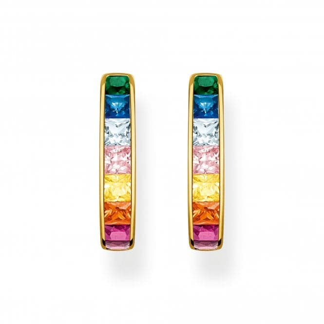 Sterling Silver Gold Plated Colourful Pavé Stones Earrings CR668 - 996 - 7Thomas Sabo Sterling SilverCR668 - 996 - 7