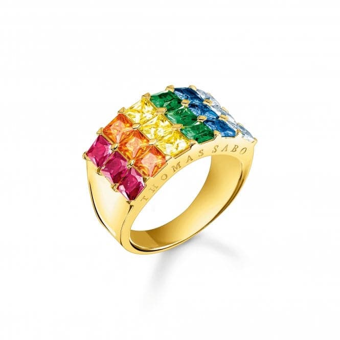 Sterling Silver Gold Plated Colourful Pavé Stones Ring TR2359 - 996 - 7Thomas Sabo Sterling SilverTR2359 - 996 - 7 - 48