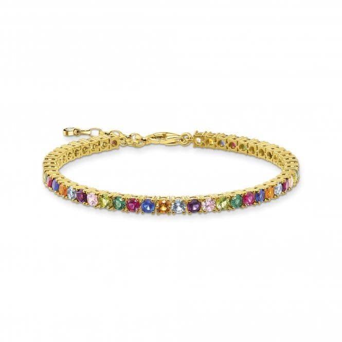 Sterling Silver Gold Plated Colourful Stones Bracelet A2020 - 996 - 7 - L19VThomas Sabo Sterling SilverA2020 - 996 - 7