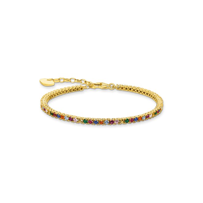 Sterling Silver Gold Plated Colourful Stones Bracelet A2021 - 996 - 7 - L19VThomas Sabo Sterling SilverA2021 - 996 - 7