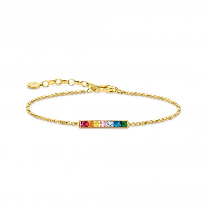 Sterling Silver Gold Plated Colourful Stones Bracelet A2068 - 996 - 7 - L19VThomas Sabo Sterling SilverA2068 - 996 - 7