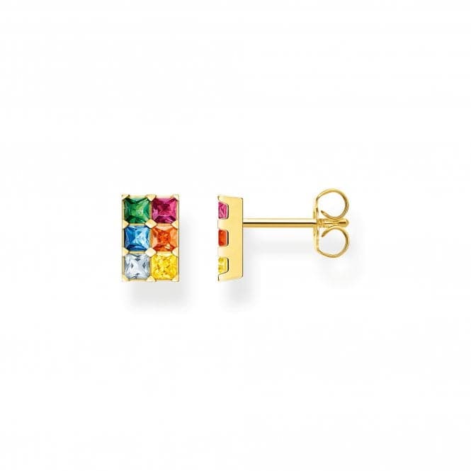 Sterling Silver Gold Plated Colourful Stones Earrings H2251 - 996 - 7Thomas Sabo Sterling SilverH2251 - 996 - 7