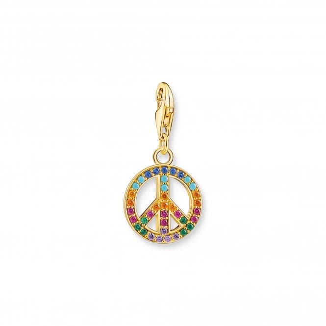 Sterling Silver Gold Plated Colourful Stones Peace Charm 1898 - 488 - 7Thomas Sabo Charm Club1898 - 488 - 7