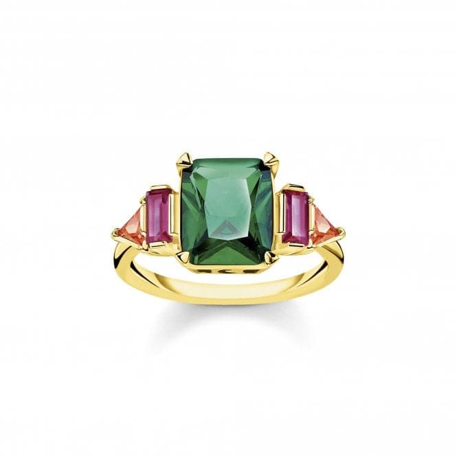 Sterling Silver Gold Plated Colourful Stones Ring TR2262 - 973 - 7Thomas Sabo Sterling SilverTR2262 - 973 - 7 - 62