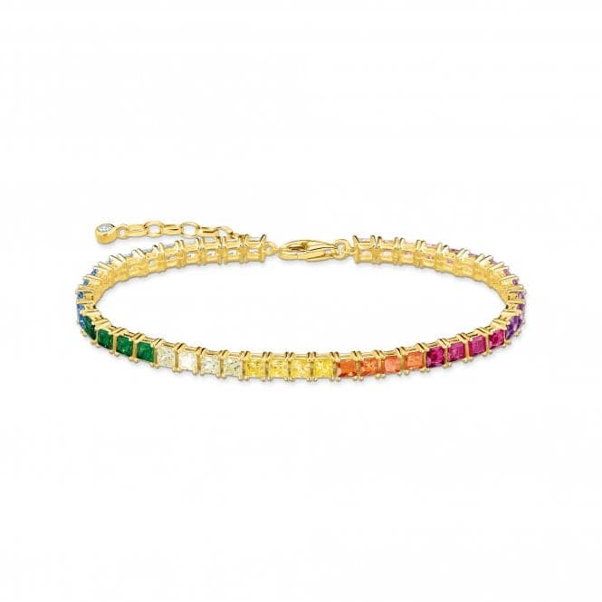 Sterling Silver Gold Plated Colourful Stones Tennis Bracelet A2029 - 996 - 7 - L19VThomas Sabo Sterling SilverA2029 - 996 - 7