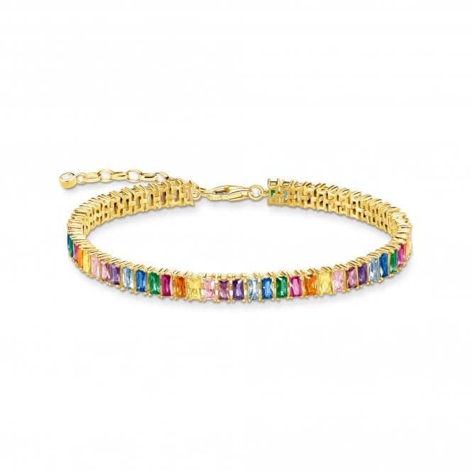 Sterling Silver Gold Plated Colourful Stones Tennis Bracelet A2030 - 996 - 7 - L19VThomas Sabo Sterling SilverA2030 - 996 - 7