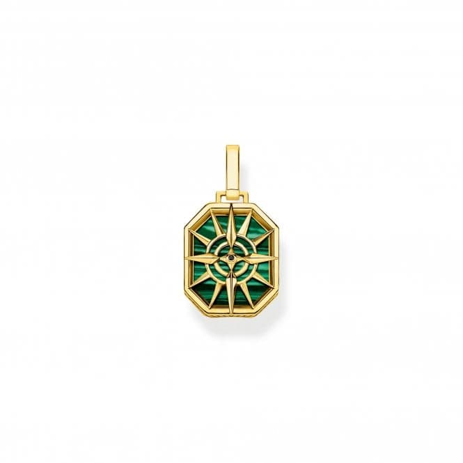 Sterling Silver Gold Plated Compass Star Green Pendant PE911 - 140 - 6Thomas Sabo Sterling SilverPE911 - 140 - 6