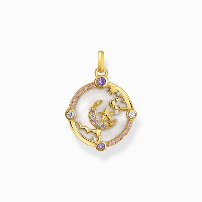 Sterling Silver Gold Plated Crescent Moon With Stones Pendant PE954 - 565 - 7Thomas Sabo Sterling SilverPE954 - 565 - 7