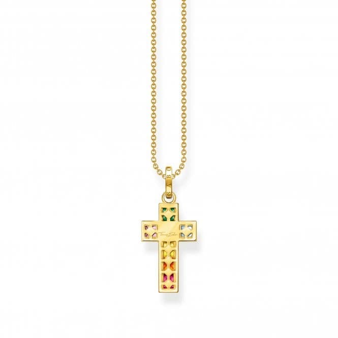 Sterling Silver Gold Plated Cross Colourful Stones Necklace KE2166 - 996 - 7 - L45VThomas Sabo Sterling SilverKE2166 - 996 - 7