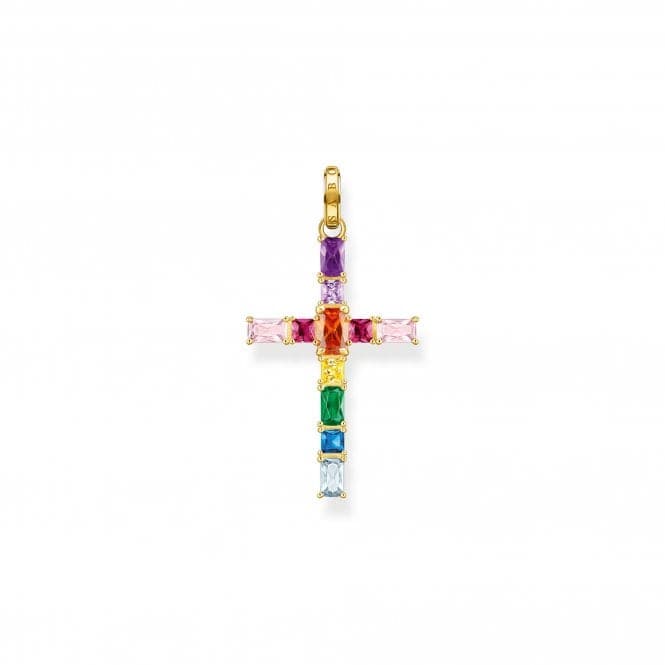 Sterling Silver Gold Plated Cross Colourful Stones Pendant PE939 - 996 - 7Thomas Sabo Sterling SilverPE939 - 996 - 7