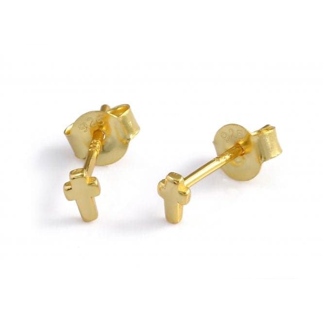 Sterling Silver Gold Plated Cross Stud EarringsEllie Rose LondonERLE066