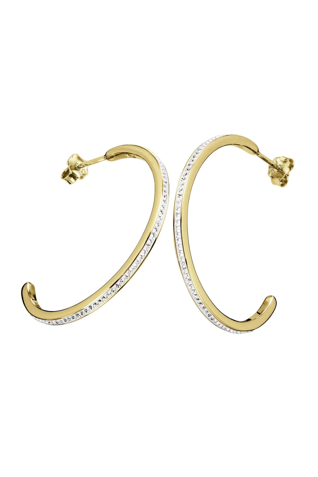 Sterling Silver Gold Plated Crystal 30mm Hoop Stud EarringsThe Fine CollectiveBA0064090