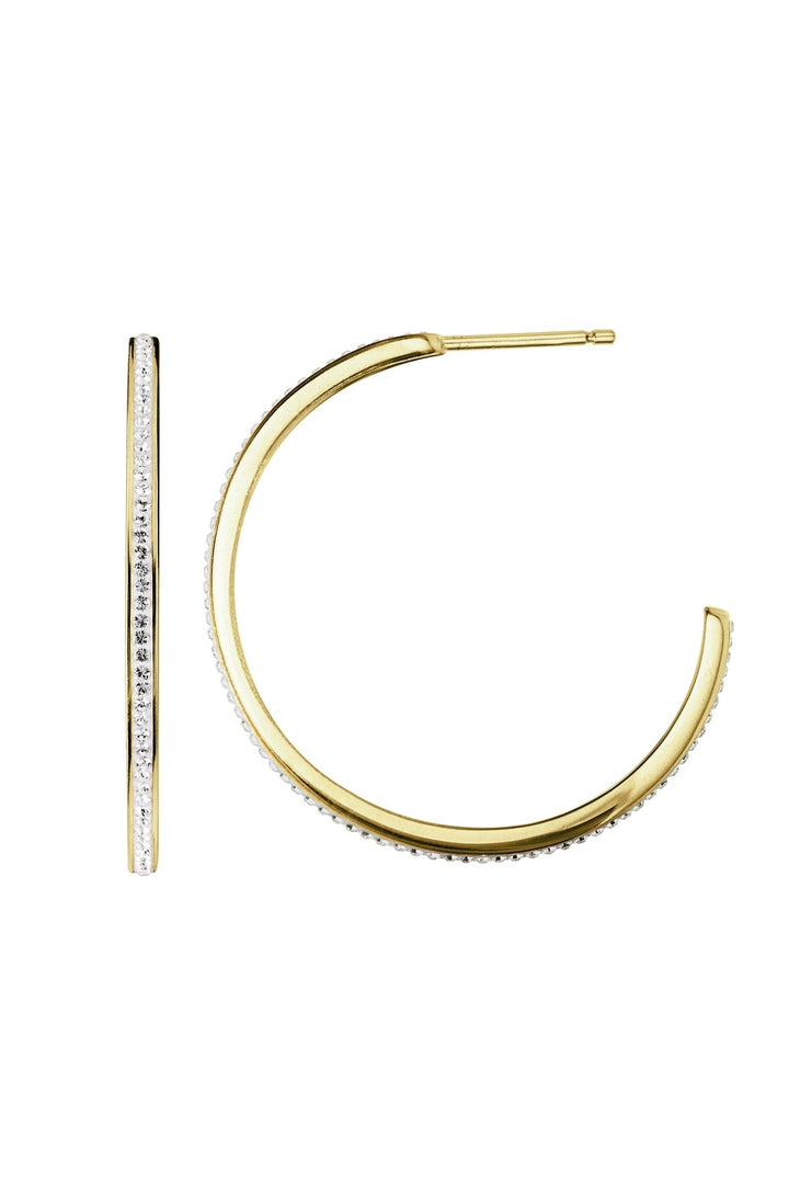 Sterling Silver Gold Plated Crystal 30mm Hoop Stud EarringsThe Fine CollectiveBA0064090