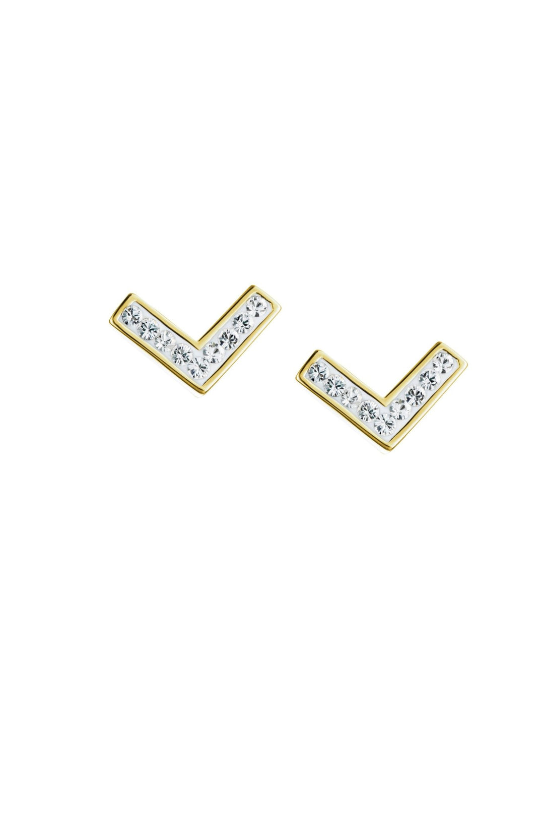 Sterling Silver Gold Plated Crystal Chevron Stud EarringsThe Fine CollectiveBA0064106